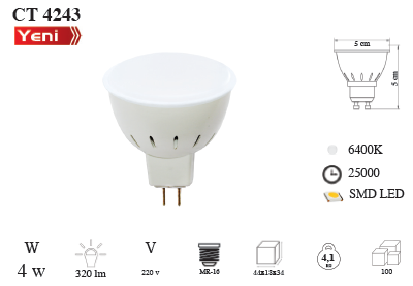 4W MR16 LED ÇANAK AMPUL